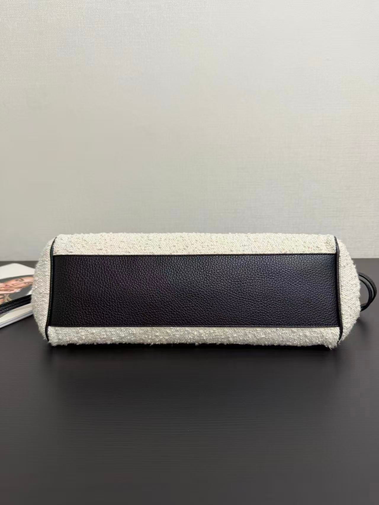 Chanel 2026 "Urban Essential" East West Bag 31cm Black Cream Tweed Calfskin