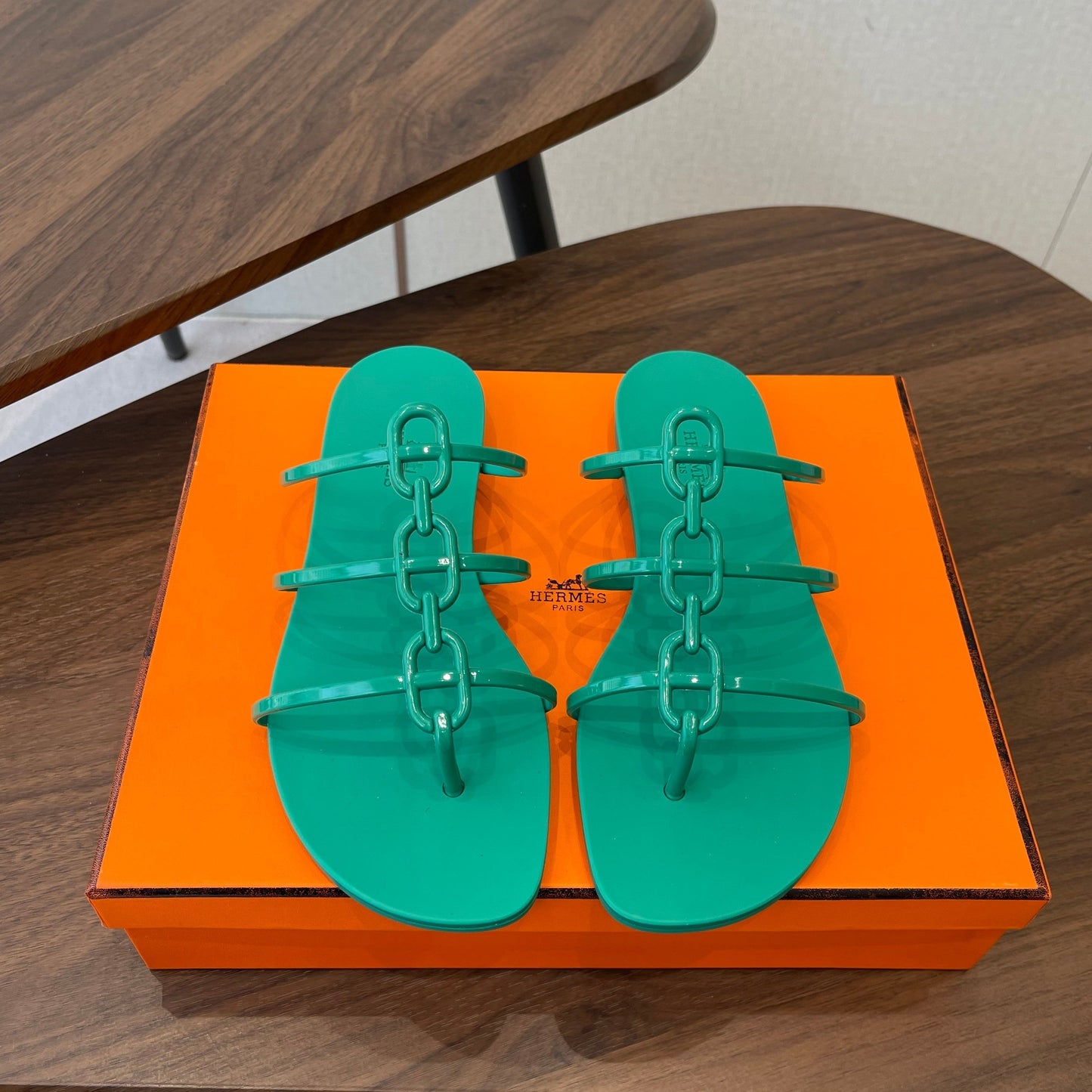HM 26ss Pig Nose Sandals Green Rubber 624768