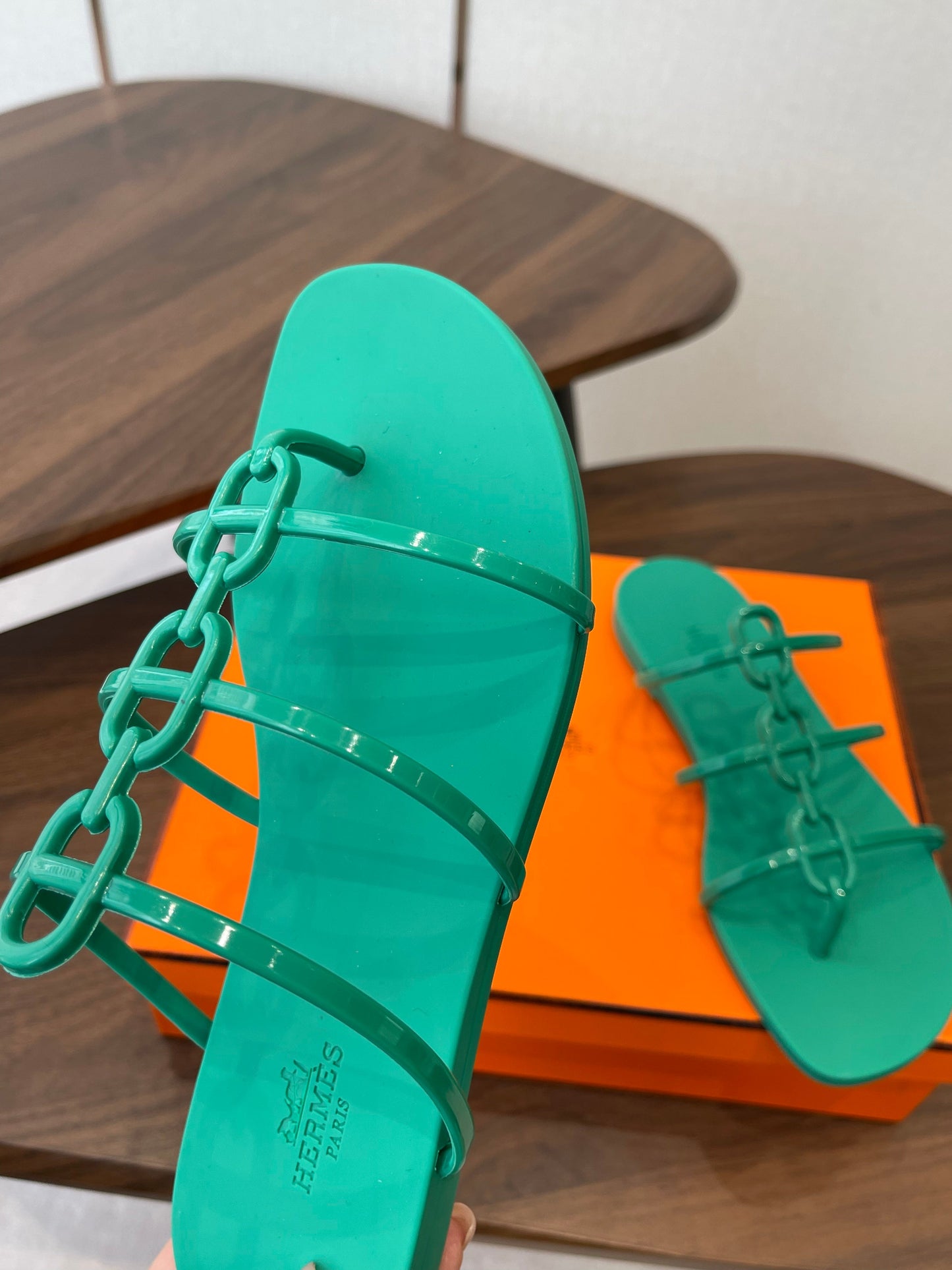 HM 26ss Pig Nose Sandals Green Rubber 624768
