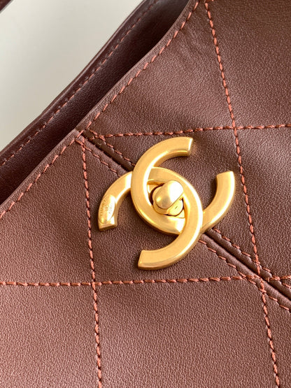 Chanel 2026 Stitched Shopping Bag 36cm Chocolate Calfskin 348238