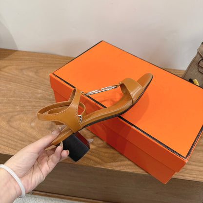 HM 26ss High-heeled Sandals 50 Brown Genuine Leather 638531