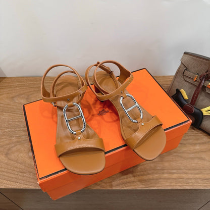 HM 26ss High-heeled Sandals 50 Brown Genuine Leather 638531
