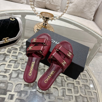 CC 26s Buckle Sandals Burgundy Sheepskin 627074