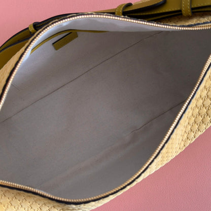 Gucci 2026 Half Horsebit Bag 38cm Yellow Suede Leather 277350