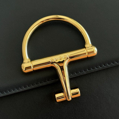 Gucci 2026 Siena Bag 25.5cm Black Gold Leather 277145