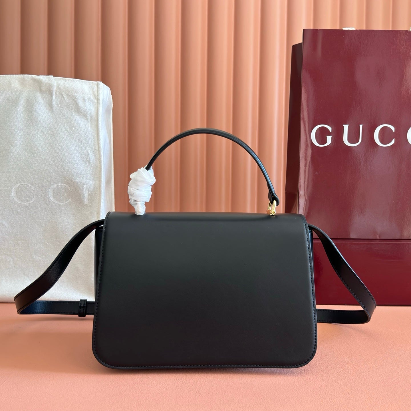 Gucci 2026 Siena Bag 25.5cm Black Gold Leather 277145