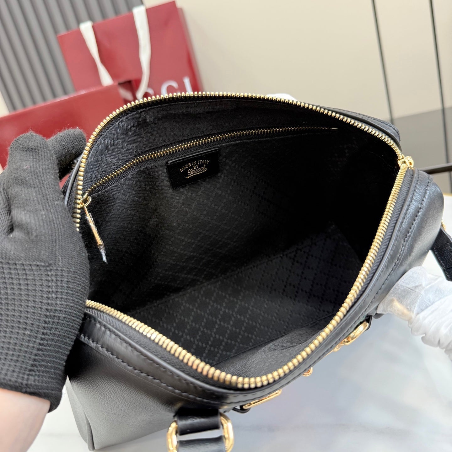 Gucci 2026 Borsetto Boston Bag Black Leather