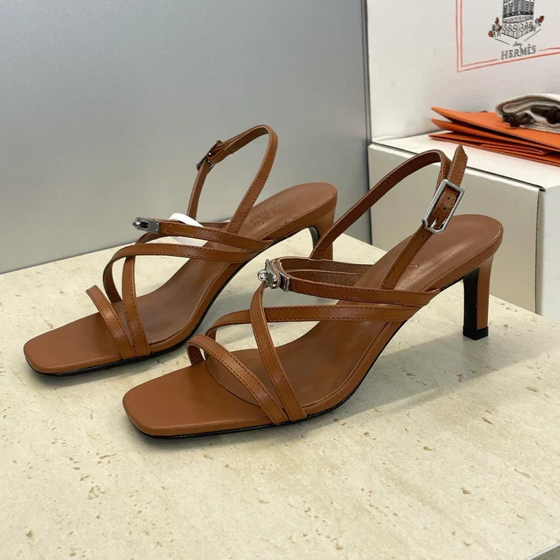 HM 26ss Kelly Silver Buckle Sandals Calfskin