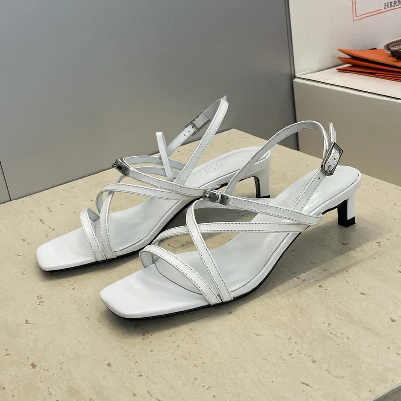 HM 26ss Kelly Silver Buckle Sandals Calfskin