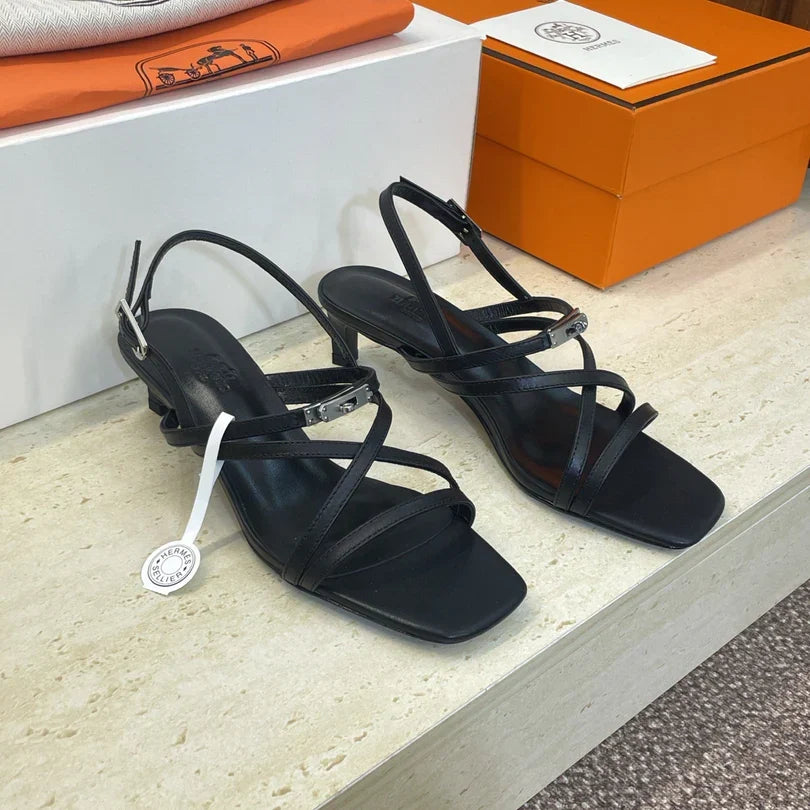HM 26ss Kelly Silver Buckle Sandals Calfskin