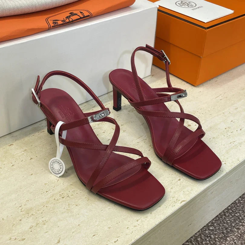 HM 26ss Kelly Silver Buckle Sandals Calfskin