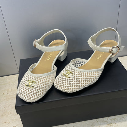 CC 26 Slingback Pump 45mm White Beige Mesh Sheepskin 607482