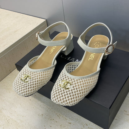 CC 26 Slingback Pump 45mm White Beige Mesh Sheepskin 607482